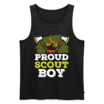 Camp de clan des jeunes proverbes scouts fiers - Débardeur bio Premium Homme - noir - Devant - Michal (187cm)