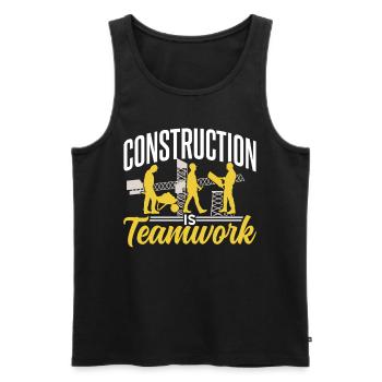 Construction work is teamwork Construction site construction Teamwork - Men's Premium Organic Tank Top - black - Front - AI Model Male 178 light (178cm)