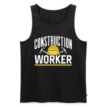 Travailleurs de la construction Travail d’équipe Construction de chantier - Débardeur bio Premium Homme - noir - Devant - AI Model Male 178 light (178cm)