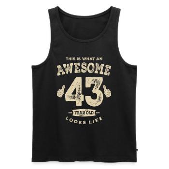 Funny 43rd Birthday Age 43 Years Old - Men's Premium Organic Tank Top - black - Front - AI Model Male 178 light (178cm)