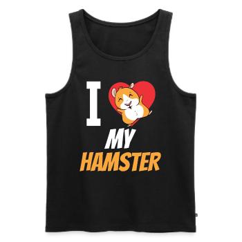 I love my hamster cute pet owner - Men's Premium Organic Tank Top - black - Front - Michal (187cm)