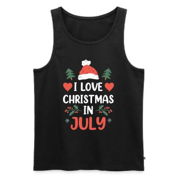 J’aime Noël en juillet Noël en juillet - Débardeur bio Premium Homme - noir - Devant - Michal (187cm)