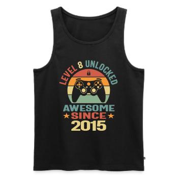 Level 8 Unlocked Awesome 2015 Video Gamer 8th - Men's Premium Organic Tank Top - black - Front - AI Model Male 178 light (178cm)