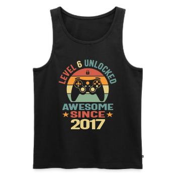 Level 6 Unlocked Awesome 2017 Video Gamer 6th - Men's Premium Organic Tank Top - black - Front - AI Model Male 178 light (178cm)