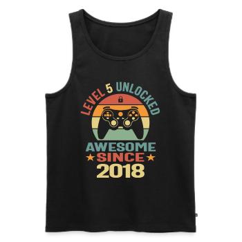 Level 5 Unlocked Awesome 2018 Video Gamer 5th - Men's Premium Organic Tank Top - black - Front - AI Model Male 178 light (178cm)