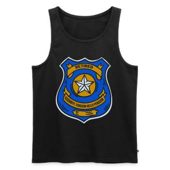 In retirement Goodbye Tension Hello Pension Police - Men's Premium Organic Tank Top - black - Front - Michal (187cm)