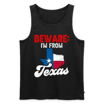Achtung: Ich Komme Aus Texas Texaner Texanisch - Männer Premium Bio Tank Top - Schwarz - Vorne - AI Model Male 178 light (178cm)