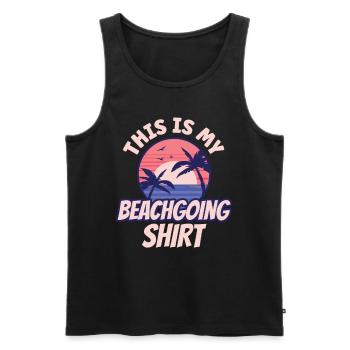 Ceci est ma chemise de plage vacances à la plage - Débardeur bio Premium Homme - noir - Devant - AI Model Male 178 light (178cm)