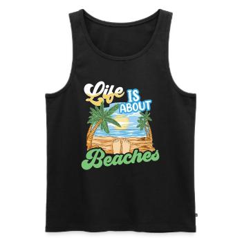 Life consists of beaches beach beach holidays - Men's Premium Organic Tank Top - black - Front - Michal (187cm)
