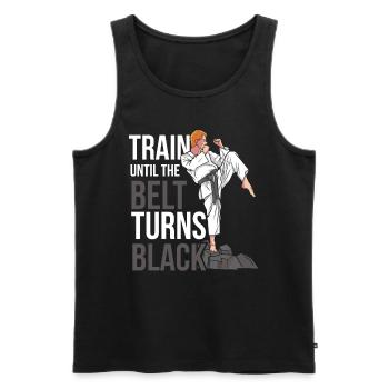 Train until the belt turns black MMA Gur - Men's Premium Organic Tank Top - black - Front - AI Model Male 178 light (178cm)