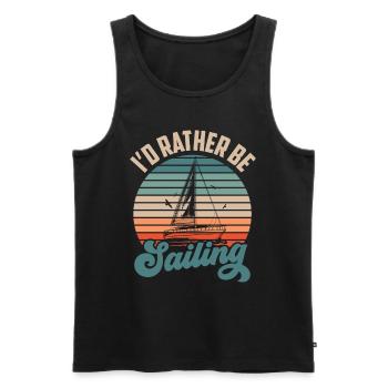 I would rather sail captain sailor sailboat - Men's Premium Organic Tank Top - black - Front - Michal (187cm)