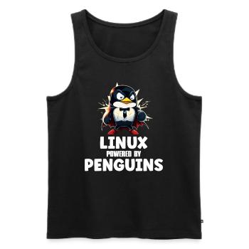 Linux Powered By Penguins - Männer Premium Bio Tank Top - Schwarz - Vorne - Michal (187cm)