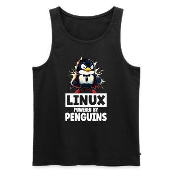 Linux Tux Penguin Powered by Sudo Superhero - Männer Premium Bio Tank Top - Schwarz - Vorne - Michal (187cm)