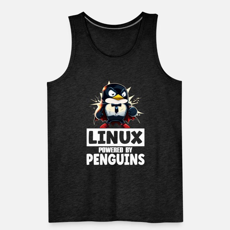 Linux Tux Penguin Powered by Sudo Superhero Männer Premium Bio Tank Top