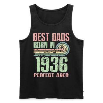 The best fathers were born in 1936, 87 years old, - Men's Premium Organic Tank Top - black - Front - AI Model Male 178 light (178cm)
