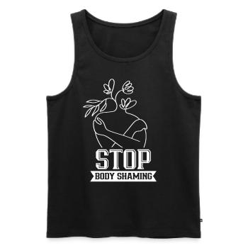 No more body shaming annoying bodyshaming - Men's Premium Organic Tank Top - black - Front - AI Model Male 178 light (178cm)