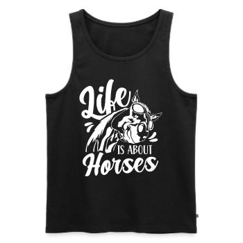 Life consists of horses horse riding - Men's Premium Organic Tank Top - black - Front - AI Model Male 178 light (178cm)