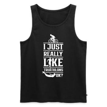 J’aime beaucoup les triathlons sport triathlon - Débardeur bio Premium Homme - noir - Devant - AI Model Male 178 light (178cm)