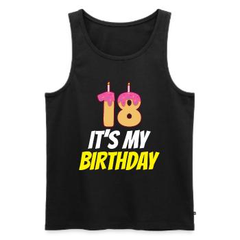 18 C’est mon anniversaire Dix-huit ans - Débardeur bio Premium Homme - noir - Devant - Michal (187cm)