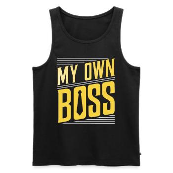 My own boss freelancer self-employed - Men's Premium Organic Tank Top - black - Front - AI Model Male 178 light (178cm)