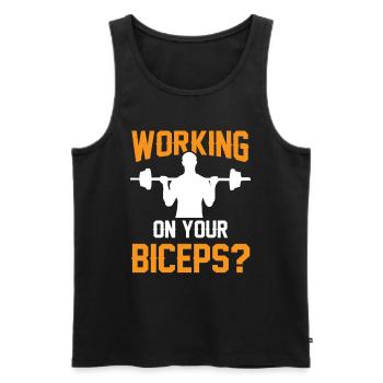 Arbeiten Sie An Ihrem Bizeps Workout Curls Muskeln - Männer Premium Bio Tank Top - Schwarz - Vorne - Michal (187cm)