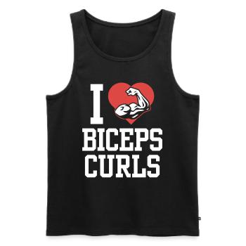 J’adore biceps boucles dictons muscles biceps - Débardeur bio Premium Homme - noir - Devant - Michal (187cm)