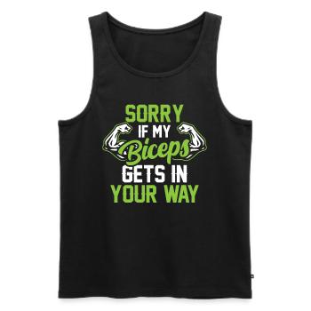 Sorry if my biceps are in your way - Men's Premium Organic Tank Top - black - Front - AI Model Male 178 light (178cm)