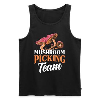 Équipe de cueilleurs de champignons Cueilleurs de champignons Cueillette de champignons - Débardeur bio Premium Homme - noir - Devant - Michal (187cm)