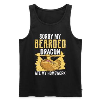 Bearded dragon has eaten my homework animal - Men's Premium Organic Tank Top - black - Front - AI Model Male 178 light (178cm)