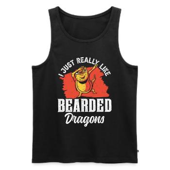 J’aime beaucoup les dragons barbus - Débardeur bio Premium Homme - noir - Devant - AI Model Male 178 light (178cm)