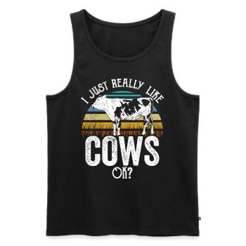 J’aime beaucoup les vaches laitières ferme - Débardeur bio Premium Homme - noir - Devant - Michal (187cm)