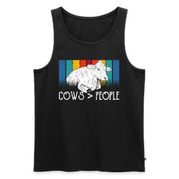 Cows > People Farm Dairy cow Animals Cow - Men's Premium Organic Tank Top - black - Front - Michal (187cm)