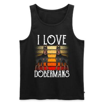 J’aime les dobermans chiens doberman doberman - Débardeur bio Premium Homme - noir - Devant - AI Model Male 178 light (178cm)
