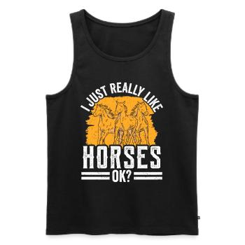 I just like horses very much rider horse riding - Men's Premium Organic Tank Top - black - Front - AI Model Male 178 light (178cm)