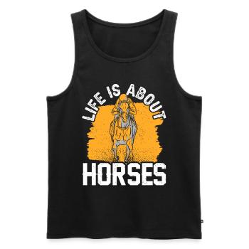 Life consists of horses riding horse - Men's Premium Organic Tank Top - black - Front - AI Model Male 178 light (178cm)