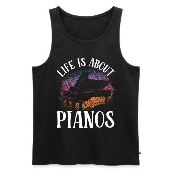 La vie est faite de pianos Joueurs de piano - Débardeur bio Premium Homme - noir - Devant - Michal (187cm)