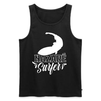 Nazaré Surfer Wellen Surfen Surfing - Männer Premium Bio Tank Top - Schwarz - Vorne - AI Model Male 178 light (178cm)