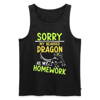 Bearded dragon has eaten my homework animal - Men's Premium Organic Tank Top - black - Front - AI Model Male 178 light (178cm)