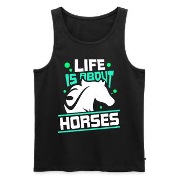 Life consists of horses horse riding - Men's Premium Organic Tank Top - black - Front - AI Model Male 178 light (178cm)