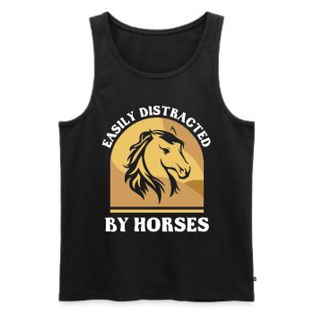 Facilement distrait par les chevaux cavalier à cheval - Débardeur bio Premium Homme - noir - Devant - Michal (187cm)