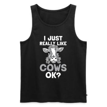 J’aime beaucoup les vaches vache laitière vache - Débardeur bio Premium Homme - noir - Devant - Michal (187cm)