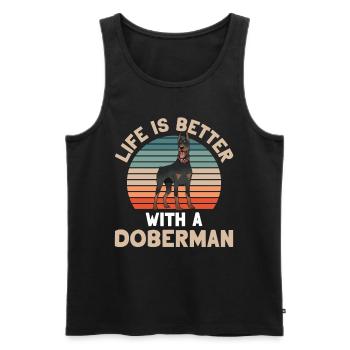 Life is better with a Doberman dogs - Men's Premium Organic Tank Top - black - Front - Michal (187cm)
