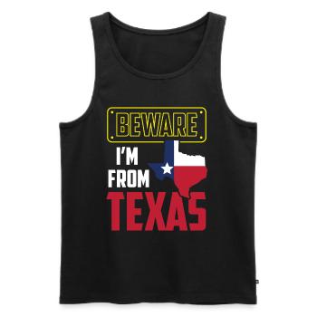 Achtung: Ich Komme Aus Texas Texanisch Texaner - Männer Premium Bio Tank Top - Schwarz - Vorne - AI Model Male 178 light (178cm)