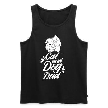 Cat and Dog Papa Dogs Lovers Cats - Men's Premium Organic Tank Top - black - Front - Michal (187cm)