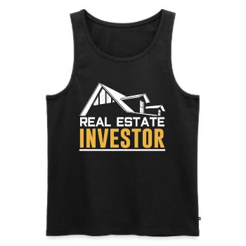 Investisseur immobilier Investisseur immobilier Investisseur immobilier - Débardeur bio Premium Homme - noir - Devant - AI Model Male 178 light (178cm)
