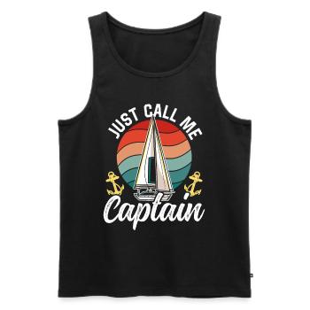 Appelez-moi simplement capitaine bateau nautique - Débardeur bio Premium Homme - noir - Devant - Michal (187cm)