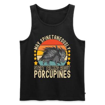 Porc-épic mignon - Débardeur bio Premium Homme - noir - Devant - Michal (187cm)