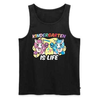 Kindergarten is Life sayings sweet kids humor - Men's Premium Organic Tank Top - black - Front - Michal (187cm)
