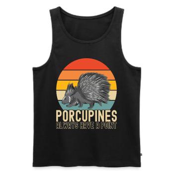 Porc-épic mignon - Débardeur bio Premium Homme - noir - Devant - Michal (187cm)
