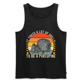 Porc-épic mignon - Débardeur bio Premium Homme - noir - Devant - Michal (187cm)